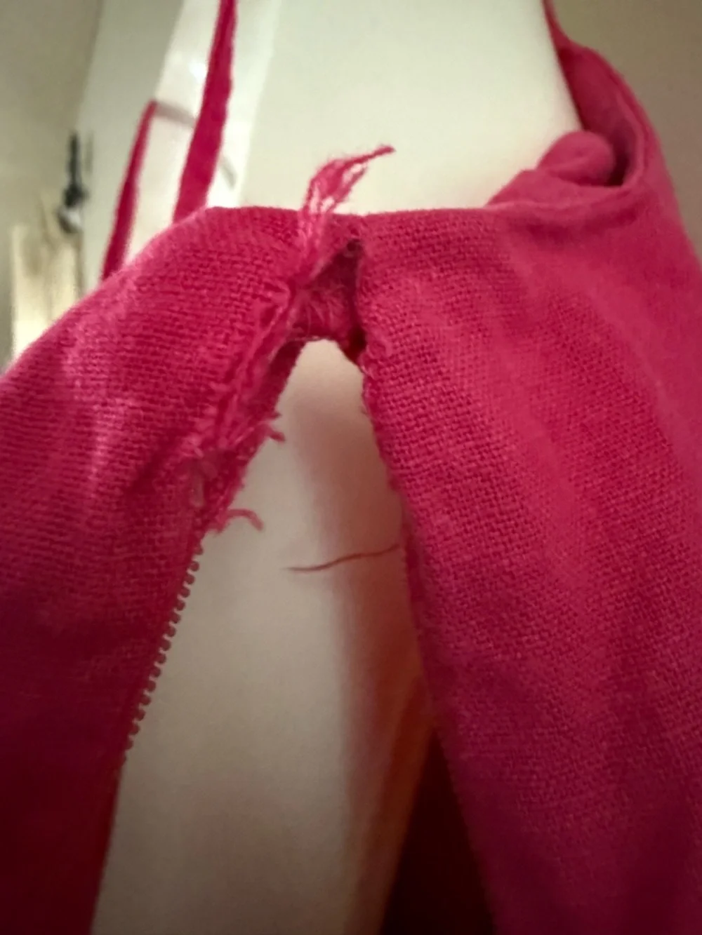 Zara Fuchsia Pink Ruched Wrap Mini Dress Linen Blend Strappy V Neck NWT Medium - Picture 16 of 16